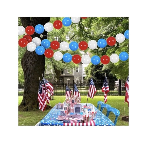 Jumbo Ball Red White & Blue Garland Patriotic 4th of July Party Decoration (H1) - Picture 2 of 6